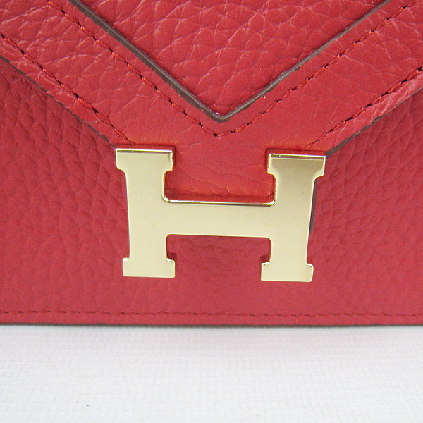 7A Hermes Togo Leather Messenger Bag Red With Gold Hardware H021 Replica